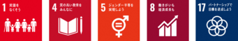 SDGsロゴ1,4,5,8,17