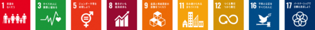 SDGsロゴ1,3,5,8,9,11,12,16,17