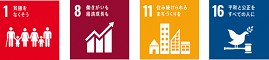 SDGsロゴ1,8,11,16