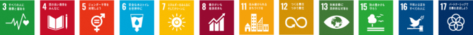 SDGsロゴ3,4,5,6,7,8,11,12,13,15,16,17