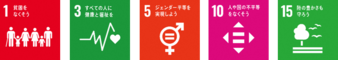 SDGsロゴ1,3,5,10,15