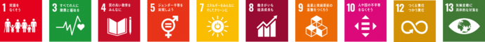 SDGsロゴ1,3,4,5,7,8,9,10,12,13