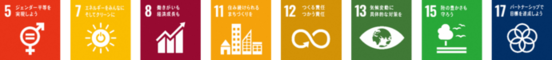 SDGsロゴ5,7,8,11,12,13,15,17