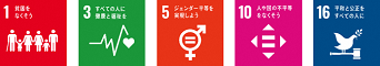 SDGsロゴ1,3,5,10,16