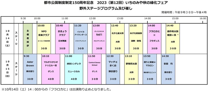 2022（第11回）いちのみや秋の緑化フェア野外ステージプログラム