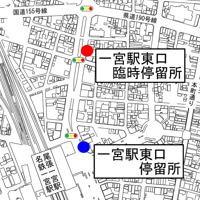 一宮駅東口臨時停留所の場所