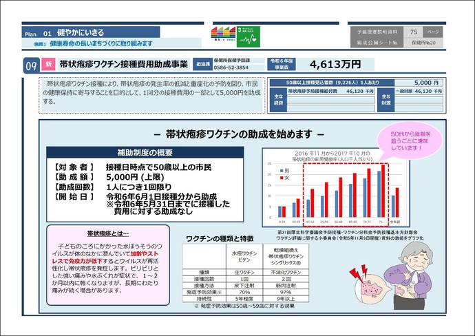 帯状疱疹ワクチン接種費用助成事業