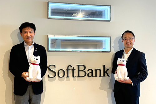 市長がソフトバンクを訪問している写真