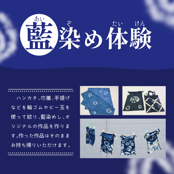 藍の絞り染めの案内画像