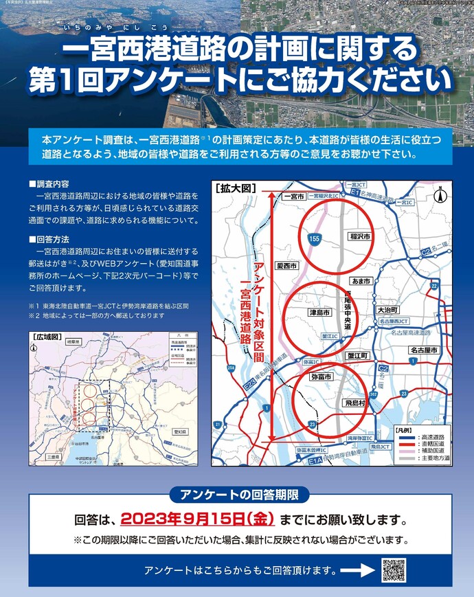 一宮西港道路の計画に関するアンケート調査 ポスター
