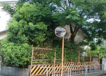 樹木繫茂している空き家の写真