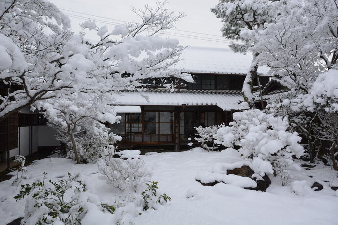 写真：1月12日の旧林氏庭園。10cm以上の積雪