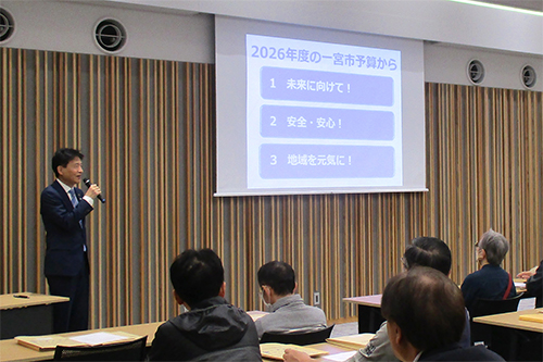 市長が講話している写真